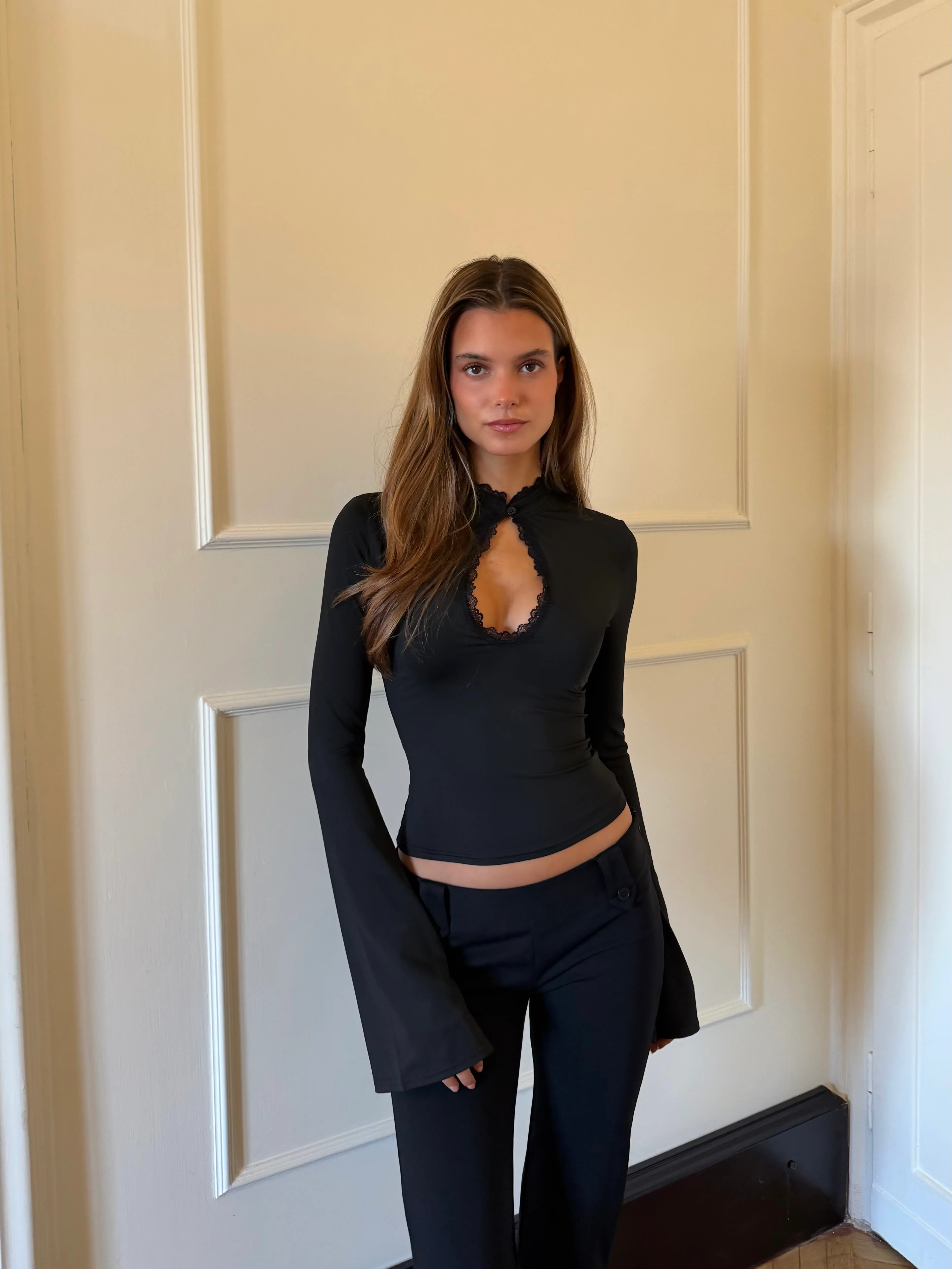 Baia lace long sleeve top - black - Image 2