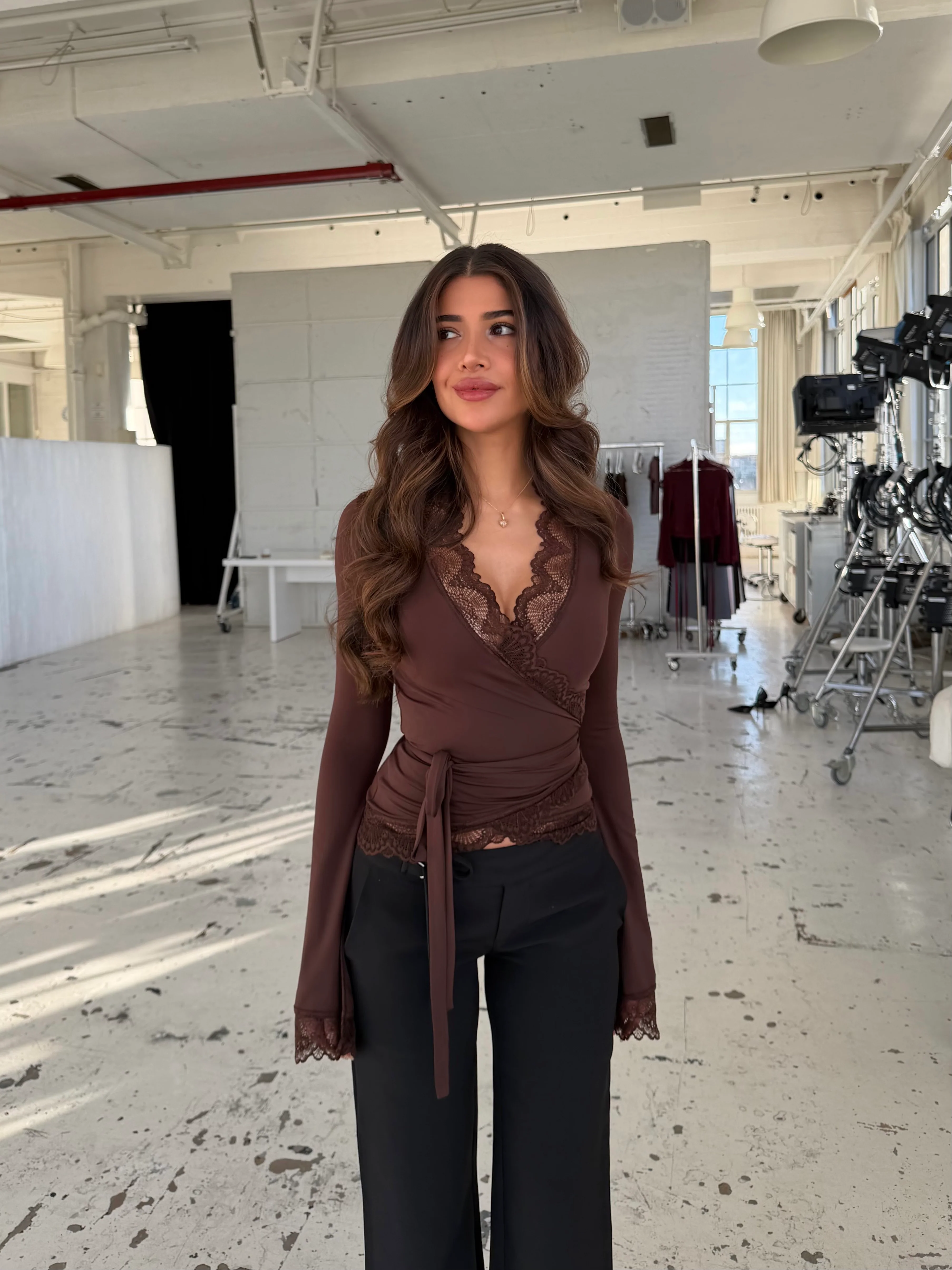 New Ballerina Basic Lace Top – Dark brown - Image 2