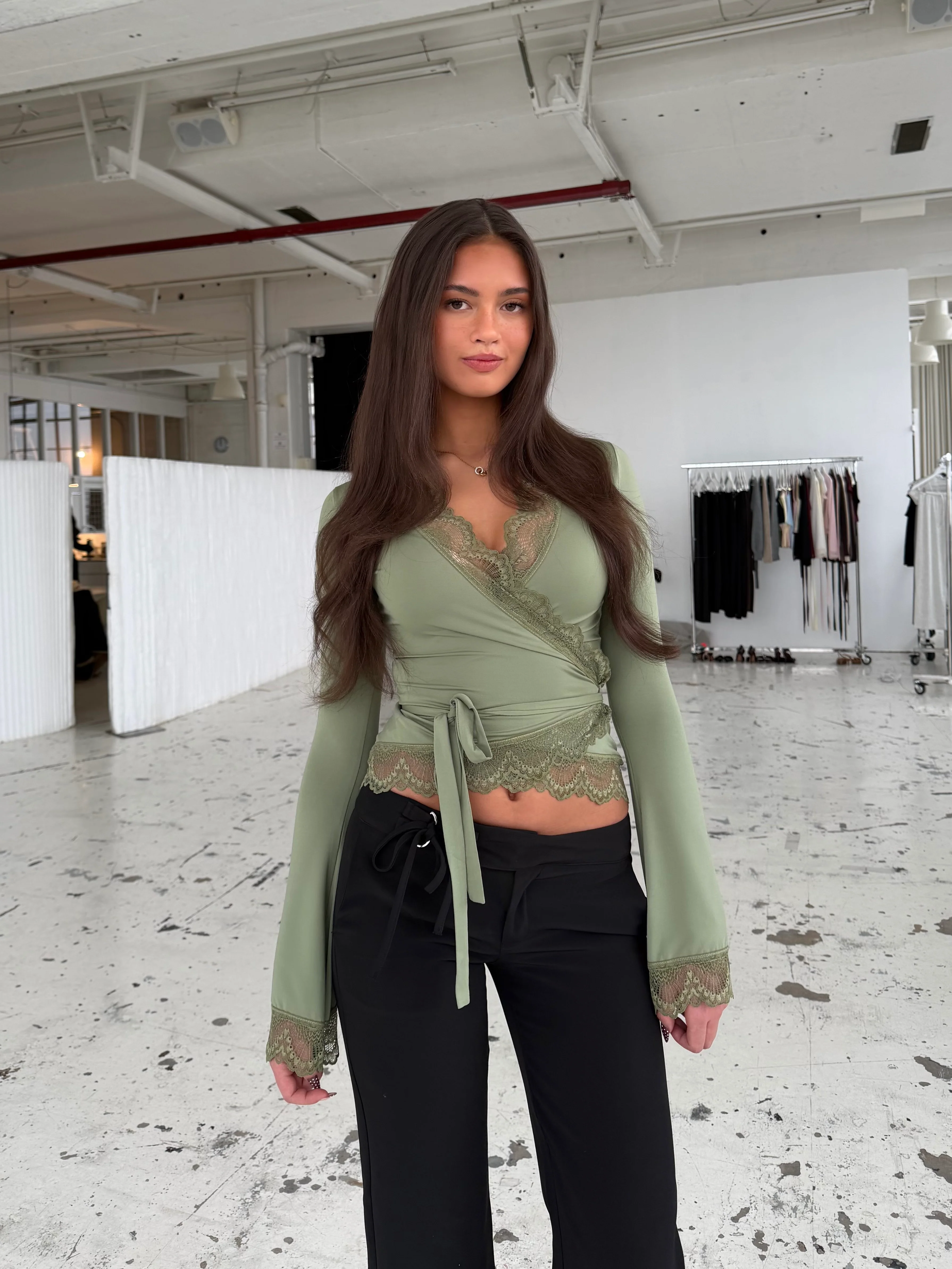New Ballerina Basic Lace Top – Sage - Image 2