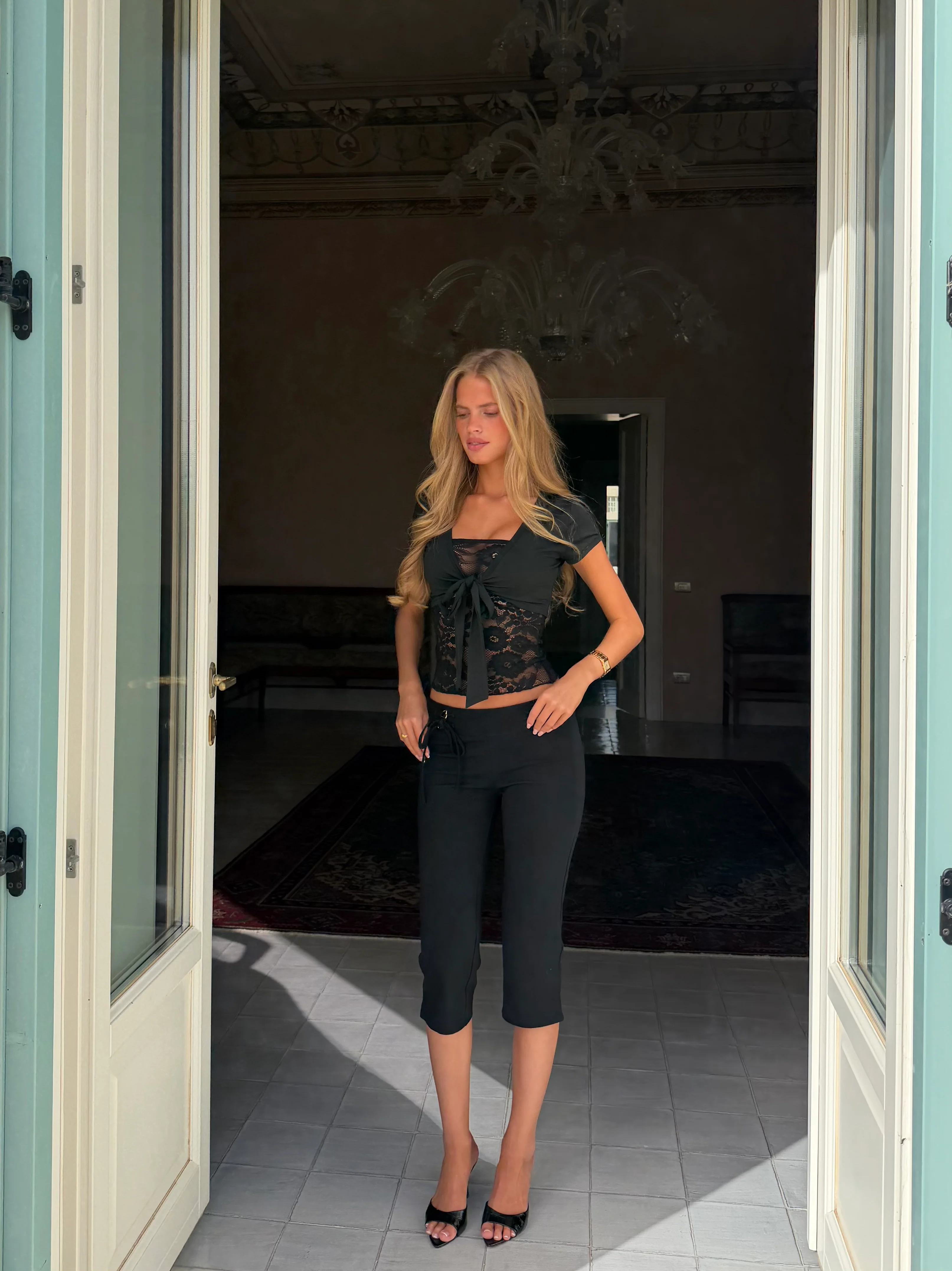 Buckle Capri Pants - Black - Image 5