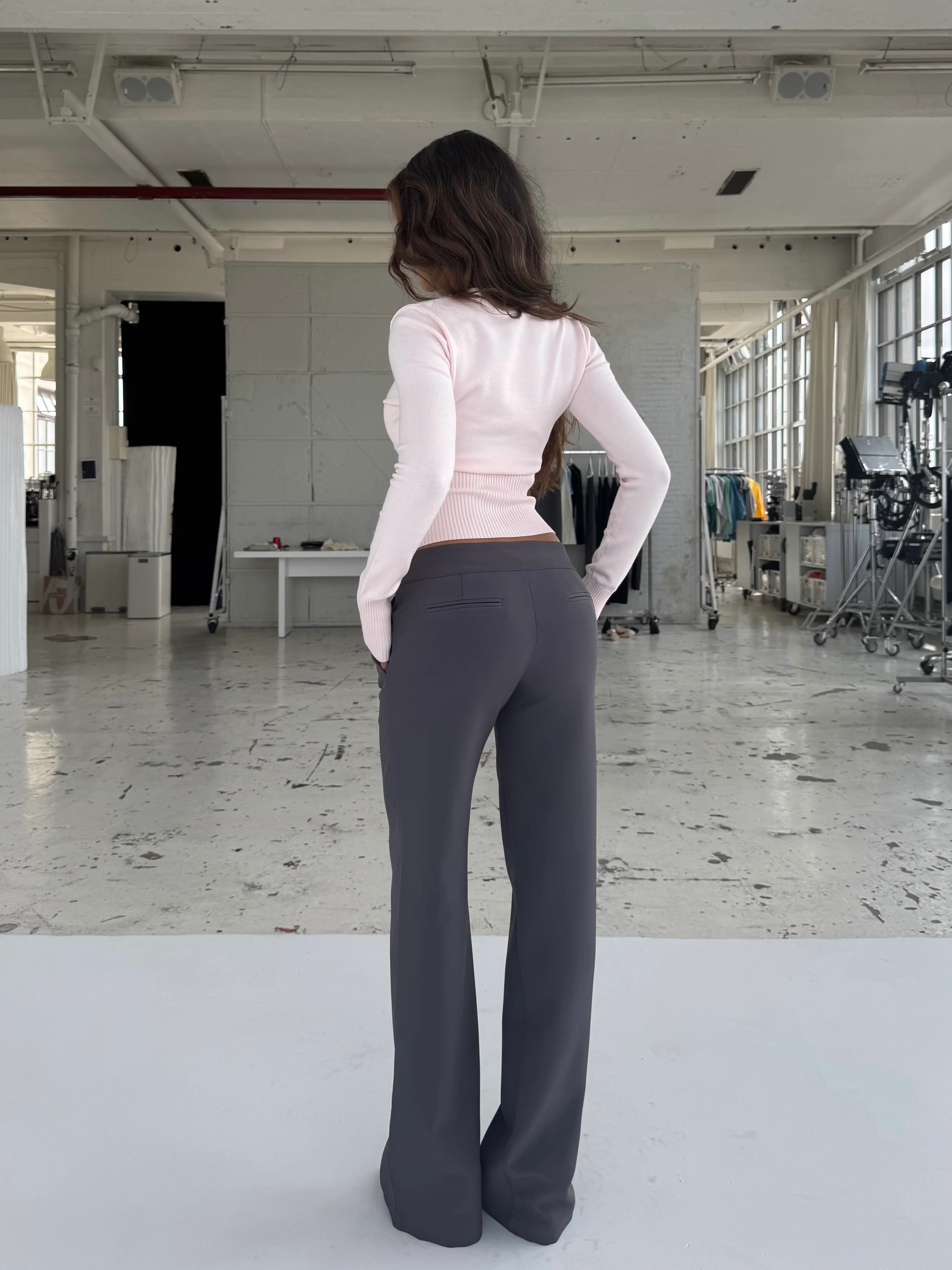 Buckle low waist trousers - dark grey - Image 2