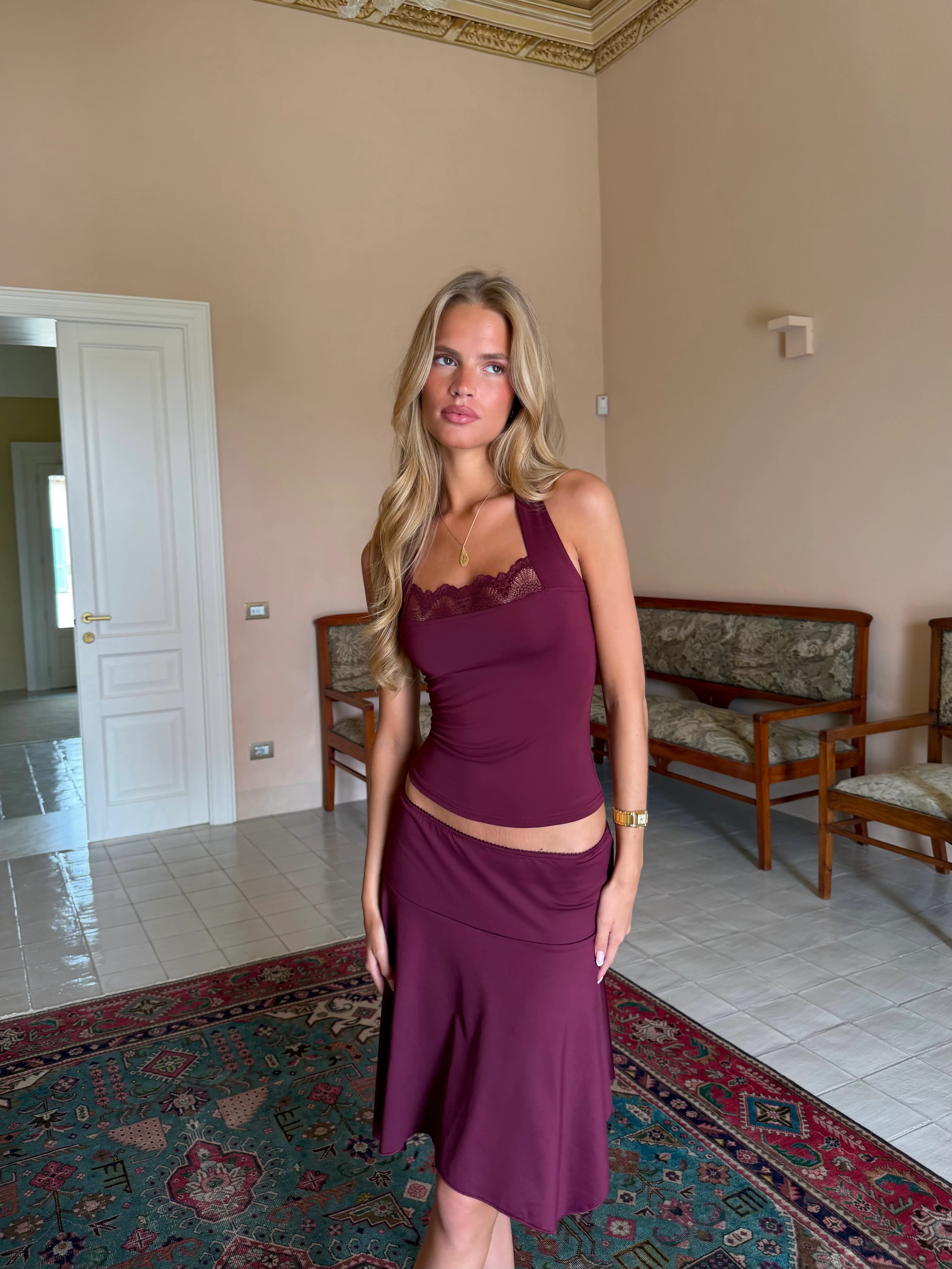 Elia lace top - Bordeaux - Image 9