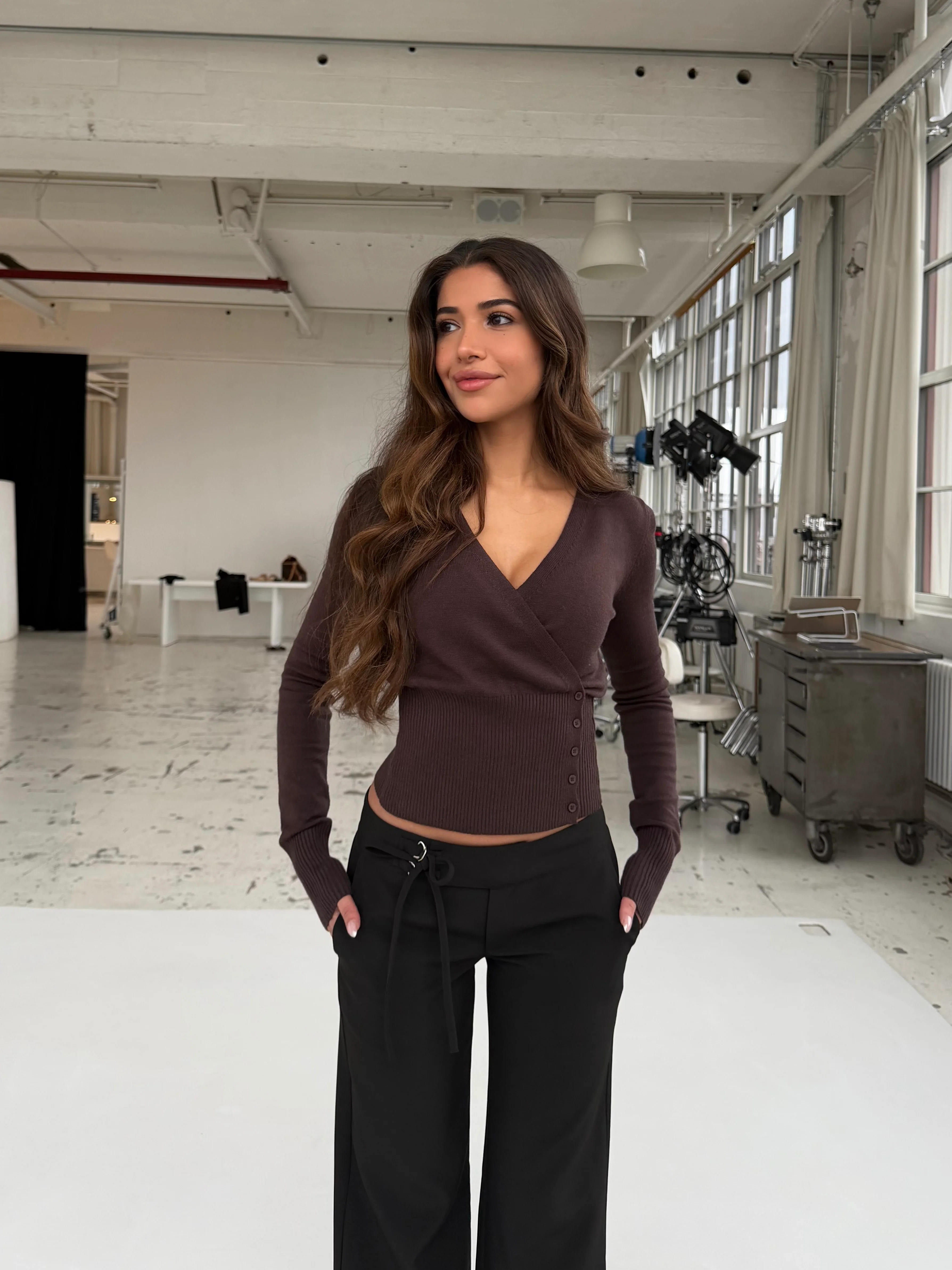 Knit Cardigan - dark brown - Image 2