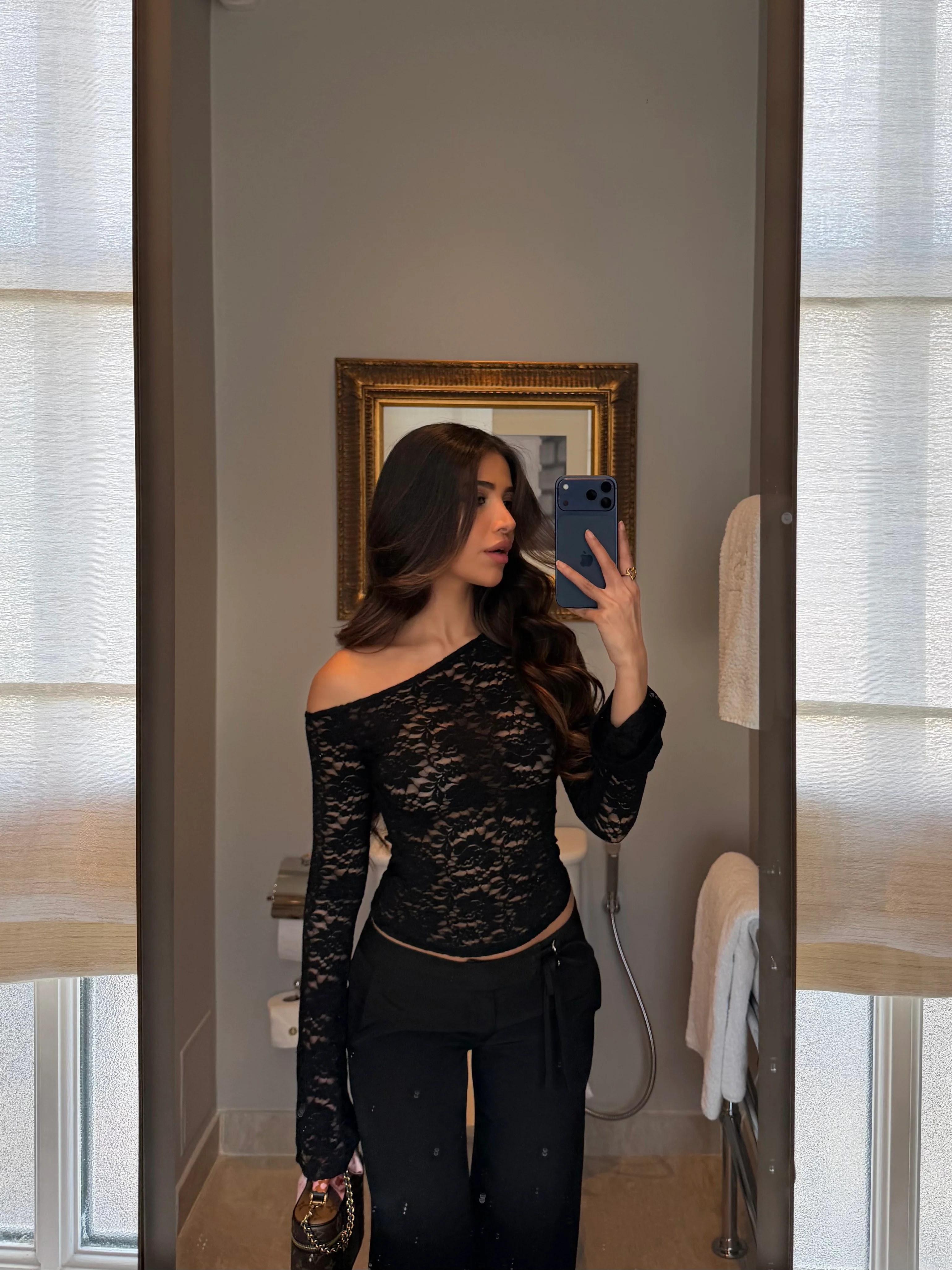 Rina lace top - black